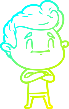 Bir insan tarafından çizilmiş mutlu bir çizgi film karakteri çizimi.