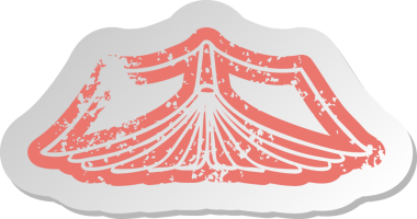 Bir insan tarafından çizilmiş açık bir kitabın sıkıntılı eski çizgi film çıkartması.