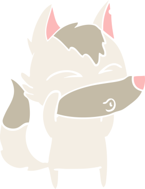 Bir insan tarafından çizilmiş düz renk çizgi film kurt ıslığı.