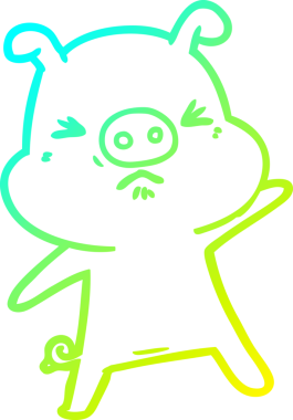 Bir insan tarafından çizilmiş kızgın bir domuzun soğuk çizgi çizimi.