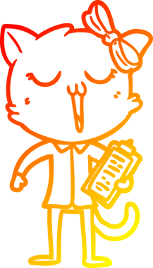 Bir insan tarafından çizilmiş çizgi film kedisinin sıcak çizgi çizimi