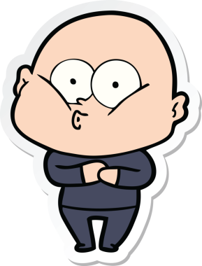 Bir insan tarafından çizilmiş kel bir adamın çıkartması.