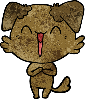 Bir insan tarafından çizilmiş küçük mutlu köpek çizgi filmi.