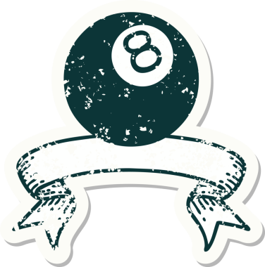 Bir insan tarafından çizilmiş 8 toplu eski bir etiket