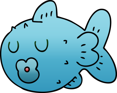 bir insan tarafından çizilmiş gölgelenmiş garip karikatür balığı.