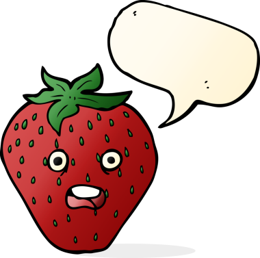 bir insan tarafından çizilmiş konuşma baloncuklu karikatür çileği