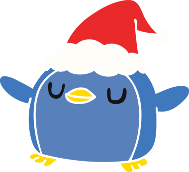 Bir insan tarafından çizilmiş kawaii pengueninin el çizimi karikatürü