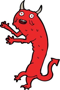 Bir insan tarafından çizilmiş karikatür şeytan.