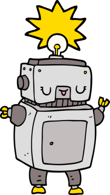 Bir insan tarafından çizilmiş çizgi film robotu