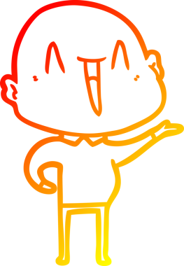 Bir insan tarafından çizilmiş mutlu, kel bir adamın sıcak çizgi çizimi.