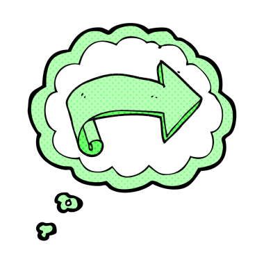 Bir insan tarafından çizilmiş serbest çizim balon karikatür oku