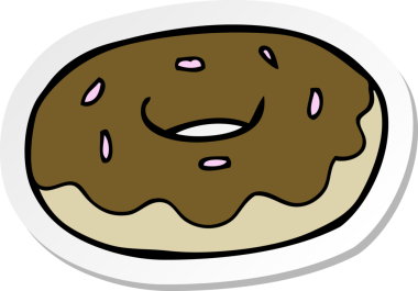 Bir insan tarafından çizilmiş bir çörek etiketi.