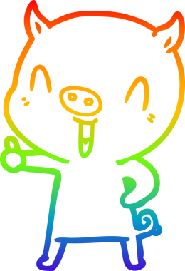 gökkuşağı gradyan çizimi mutlu çizgi domuz çizimi bir insan tarafından çizilmiş