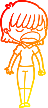 Bir insan tarafından yüksek sesle çizilmiş bir çizgi film kadını çizimi.