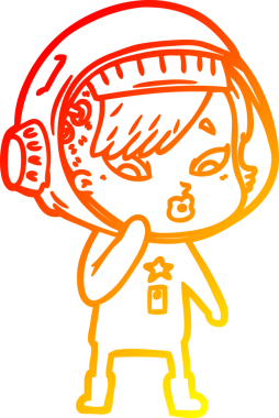 Bir insan tarafından çizilmiş bir astronot kadın çizgi çizimi.