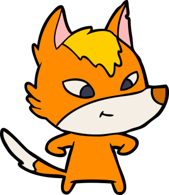 Bir insan tarafından çizilmiş tilki çizgi film karakteri