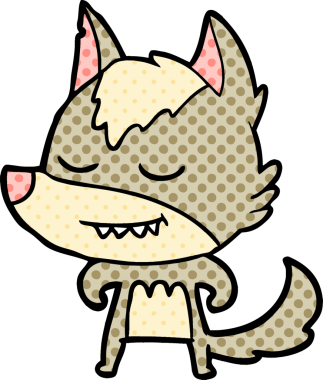 Bir insan tarafından çizilmiş dost canlısı bir kurt.