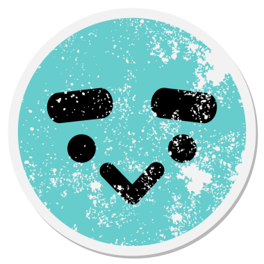 Bir insan tarafından çizilmiş kalın kaşlı, dairesel etiketli bir kuş yüzü.