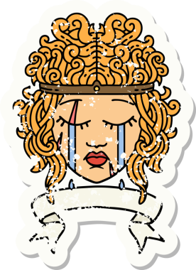 Retro Dövme Tarzı Ağlayan İnsan Barbar Bir insan tarafından çizilmiş pankartıyla