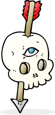 Bir insan tarafından çizilmiş ok ile serbest çizilmiş sihirli kafatası.