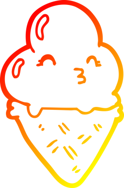 Bir insan tarafından çizilmiş çizgi film dondurmasının sıcak çizgi çizimi