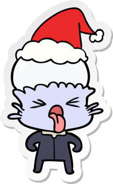 Bir insan tarafından çizilmiş Noel Baba şapkası giyen bir uzaylının garip el yazısı.