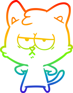 gökkuşağı gradyan çizimi bir insan tarafından çizilmiş sıkılmış çizgi film kedisi