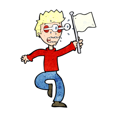 Çizgi filmdeki korkmuş çocuk bir insan tarafından çizilmiş.