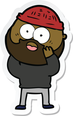 Bir insan tarafından çizilmiş sakallı bir adamın çıkartması.