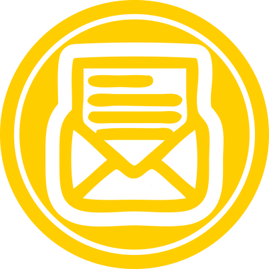 bir insan tarafından çizilmiş zarf harfi dairesel simgesi