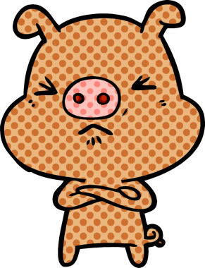 Bir insan tarafından çizilmiş huysuz domuz çizgi filmi.