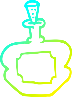 Bir insan tarafından çizilmiş karikatür parfüm şişesinin soğuk gradyan çizgisi.