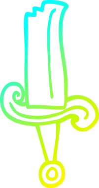 Bir insanın çizdiği mücevherli kılıcın soğuk gradyan çizgisi.