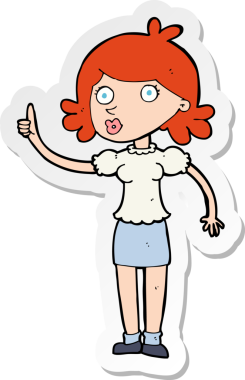 Bir insan tarafından çizilmiş fikri olan bir karikatür kadının çıkartması.