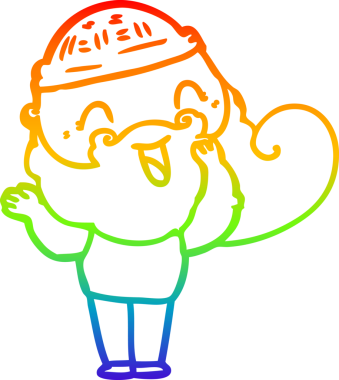 Gökkuşağı gradyan çizgisi bir insan tarafından çizilmiş mutlu sakallı bir adamın çizimi