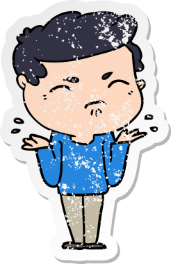 Bir insan tarafından çizilmiş sıkıntılı bir karikatür çıkartması.