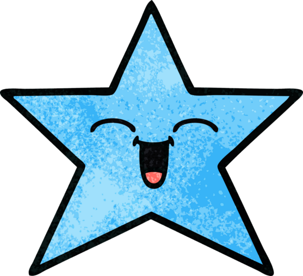 Bir insan tarafından çizilmiş yıldız balığının retro grunge deseni.