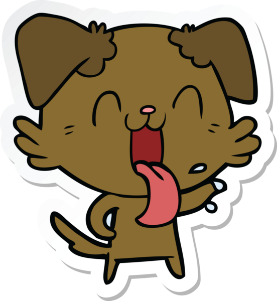 Bir insan tarafından çizilmiş nefes nefese kalmış bir köpeğin çıkartması.