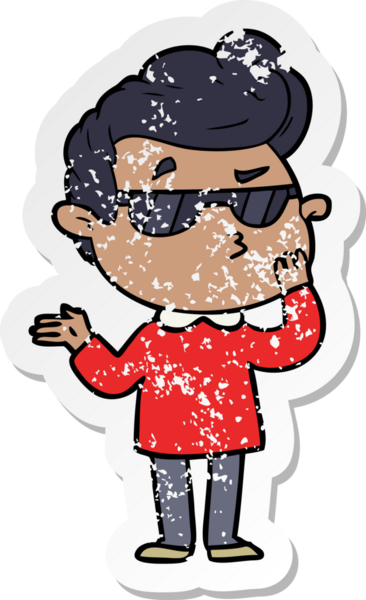 Bir insan tarafından çizilmiş havalı bir adamın sıkıntılı çıkartması.