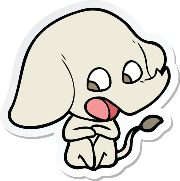 Bir insan tarafından çizilmiş şirin bir fil çıkartması.