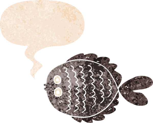 çizgi film düz balık konuşma baloncuğu grunge sıkıntılı retro dokuma bir insan tarafından çizilmiş