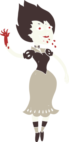 Bir insan tarafından çizilmiş kan emici vampir kızın düz renk çizimi