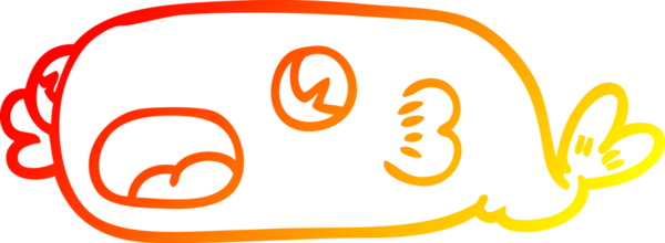 Bir insan tarafından çizilmiş karikatür balığının sıcak çizgi çizimi