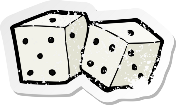 Bir insan tarafından çizilmiş karikatür zarının gerilimli retro etiketi