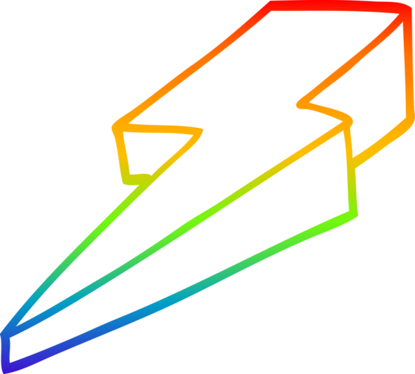 Bir insan tarafından çizilmiş karikatür desenli bir yıldırım çizimi.