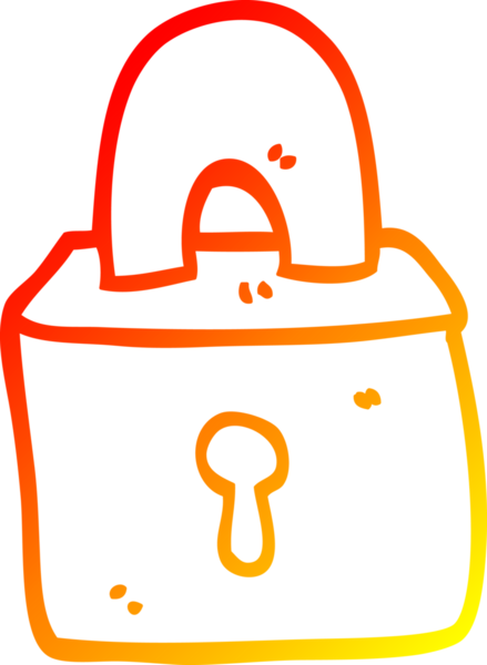 Bir insan tarafından çizilmiş çizgi film asma kilidinin sıcak çizgi çizimi