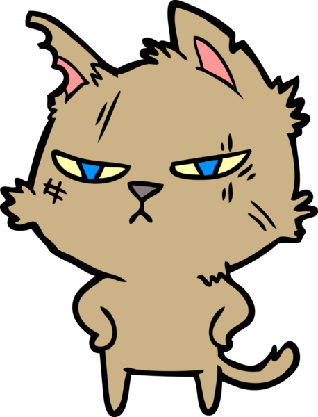 Bir insan tarafından çizilmiş sert çizgi film kedisi.