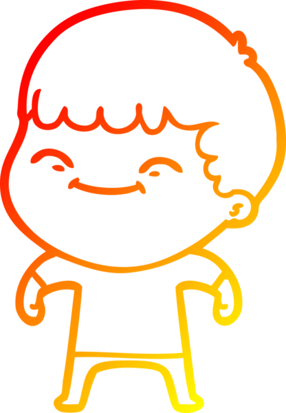Bir insan tarafından çizilen mutlu bir çocuğun sıcak çizgi çizimi.