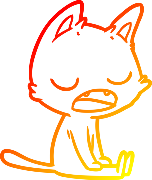 Bir insan tarafından çizilen konuşan kedi çizgi filminin sıcak gradyan çizimi