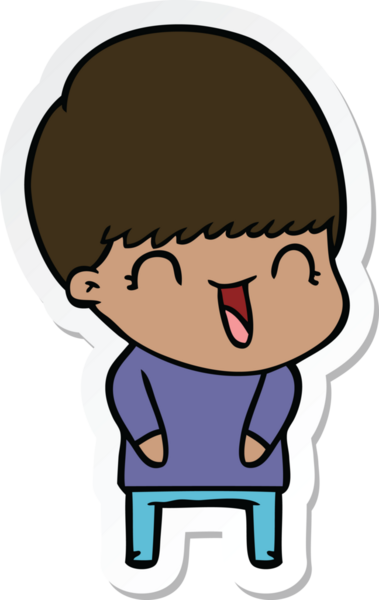 Bir insan tarafından çizilmiş mutlu bir çizgi film çocuğunun çıkartması.